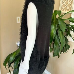 Black Fuzzy Sleeveless Vest